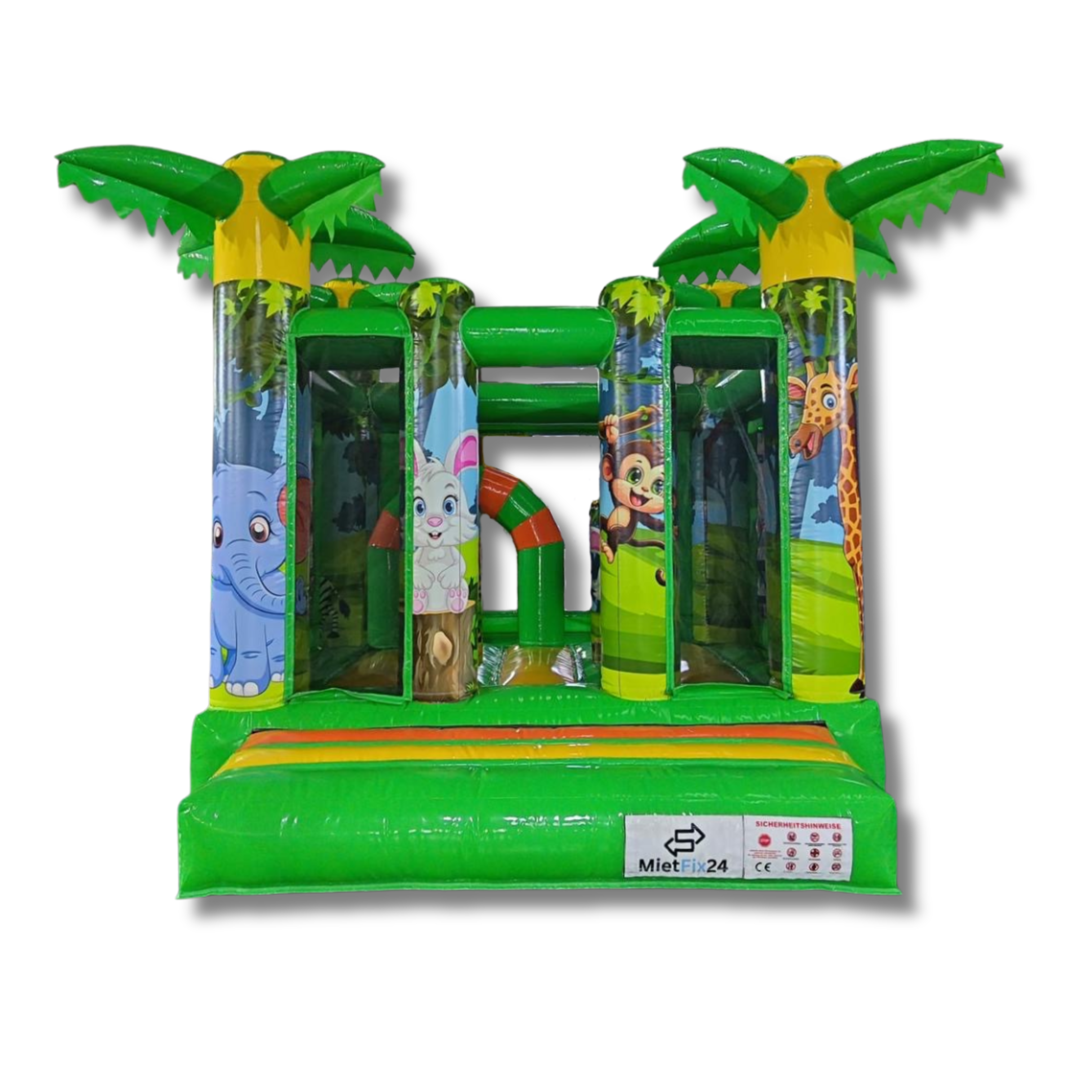 Die Ritterburg mit Rutsche sorgt für extra Spaß und Bewegung. Ideal für Kinder, die nicht nur hüpfen, sondern auch rutschen wollen.
